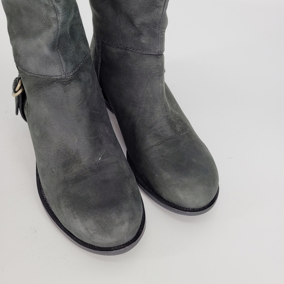 Cole Haan nike air technology brass buckle distressed black leather boot 10 - Picture 7 of 14